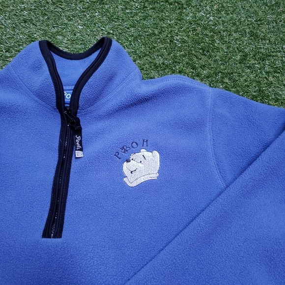 Vintage Disney Sweater Womens Small Gray Pooh Fleeece Pullover 1/4 Zip H1 - Picture 2 of 8